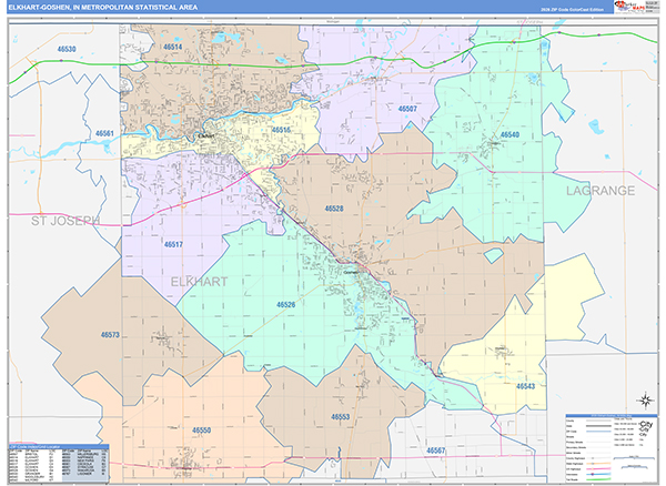 Elkhart-Goshen Metro Area Wall Map
